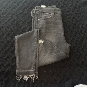 Abercrombie & Fitch Women's Skinny Jeans in Washed Black with Distressed Hem